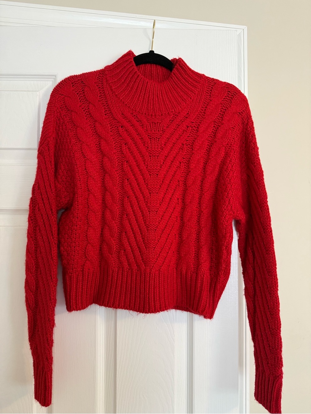 VILA Red Cable Knit Turtleneck Sweater